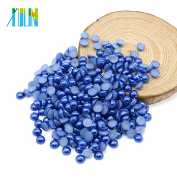 Wholesale Decorative Flat Back ABS Half Pearl Beads in Bulk , Z37-Cobalt